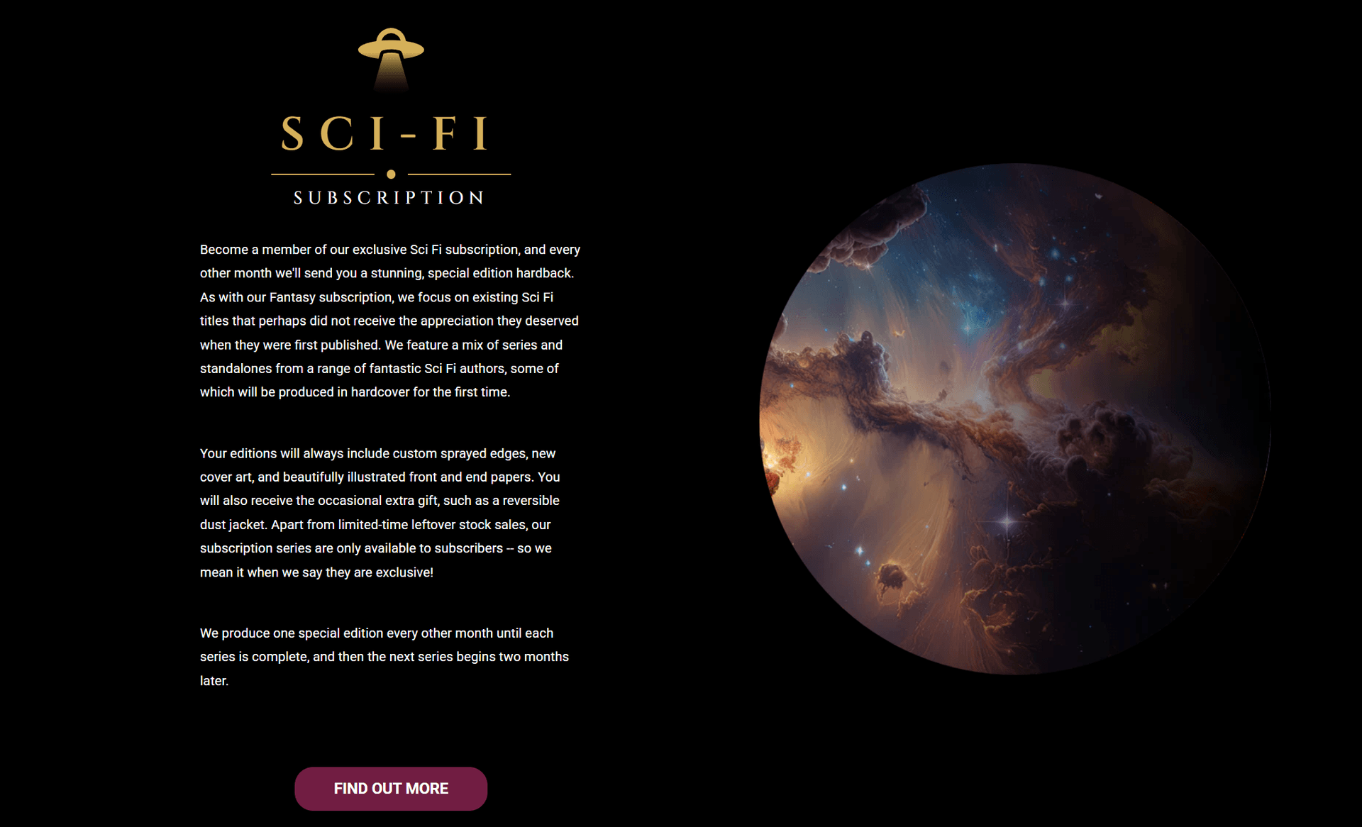 Picture from The Broken Binding website of the Science Fiction subsciption